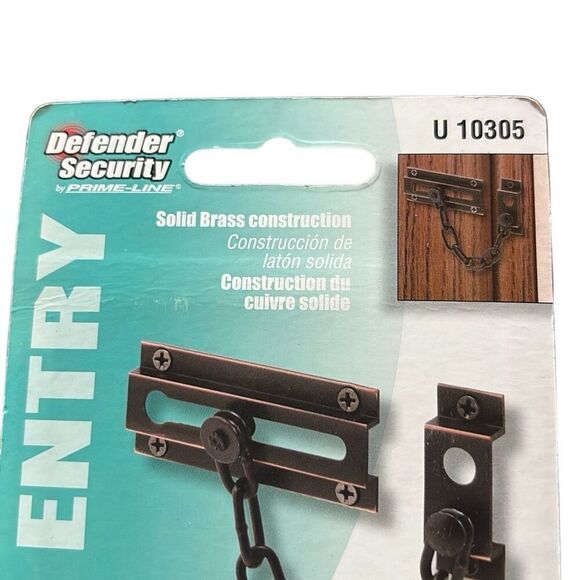 Defender Security Chain Door Guard Oiled Bronze Finish Solid Brass U 10305 NEW - Picture 3 of 4